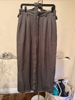 Commense wide leg pleated pants dark olive M